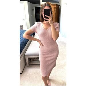 ST JOHN COLLECTION Vintage Light Pink Tweed Knit Dress Size 10